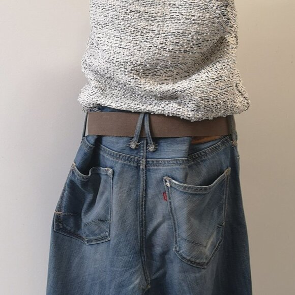 Upcycled VINTAGE deconstructed patchwork asymmetric denim jean skirt - Picture 12 of 16
